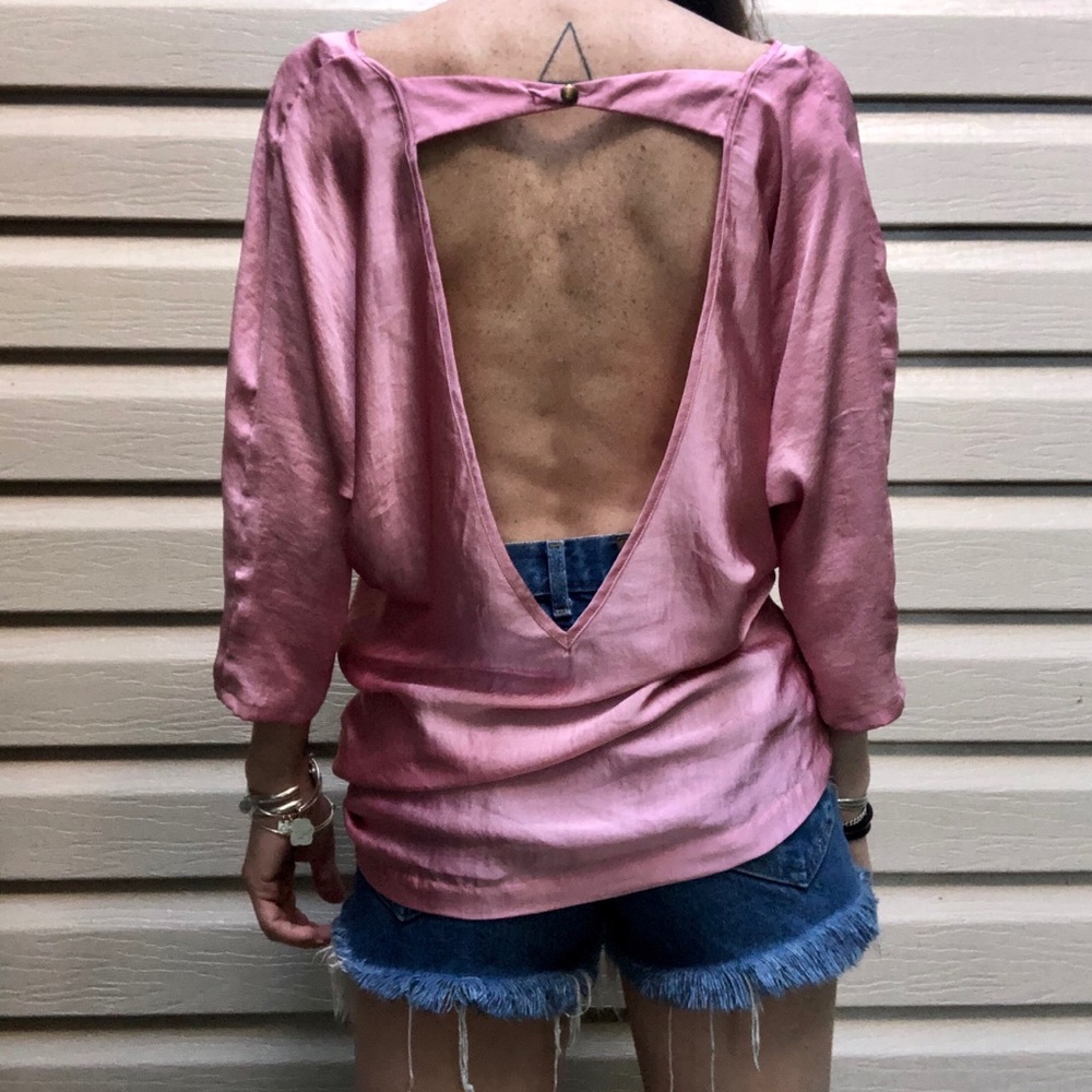 Bardot Blush Button Back Top